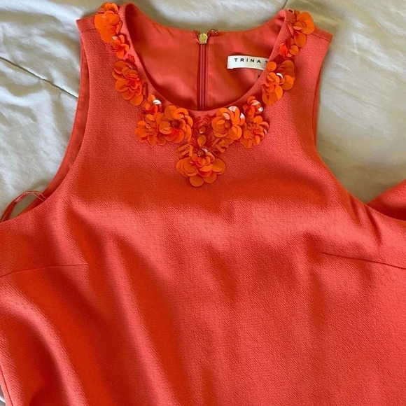 Trina Turk embellished coral ruffle mini dress - Picture 3 of 10